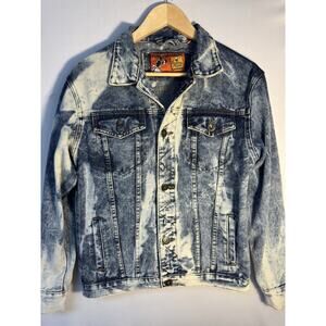Rolling Paper Bleached Denim Jacket Acid Wash Trucker Women Small Y2K
